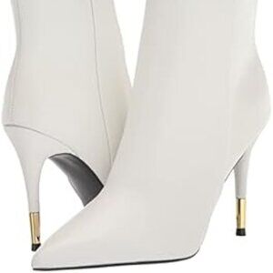 Nine West Women's Bolana Dress Booties White Stiletto Ankle Boots sz 7M NIB